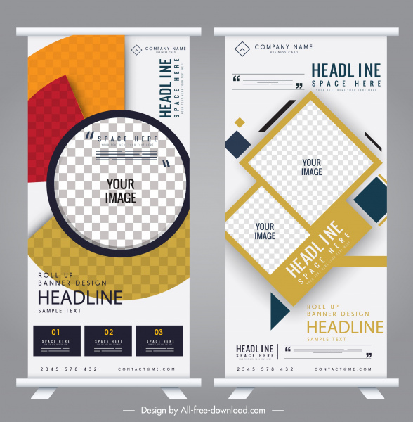 business banner templates colorful geometric checkered decor
