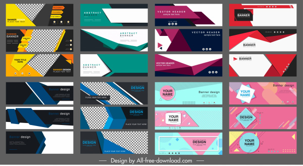 business banners collection modern colorful abstraction horizontal shapes