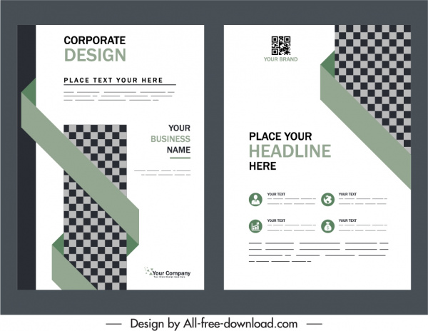 business brochure cover templates elegant checkered origami decor
