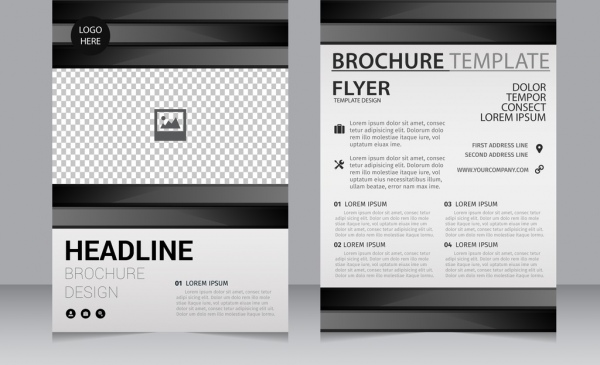 business brochure template black white checkered decoration 