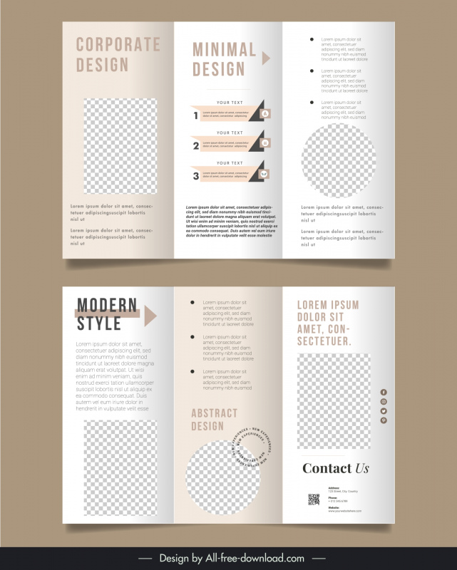 business brochure template modern trifold checkered geometry 
