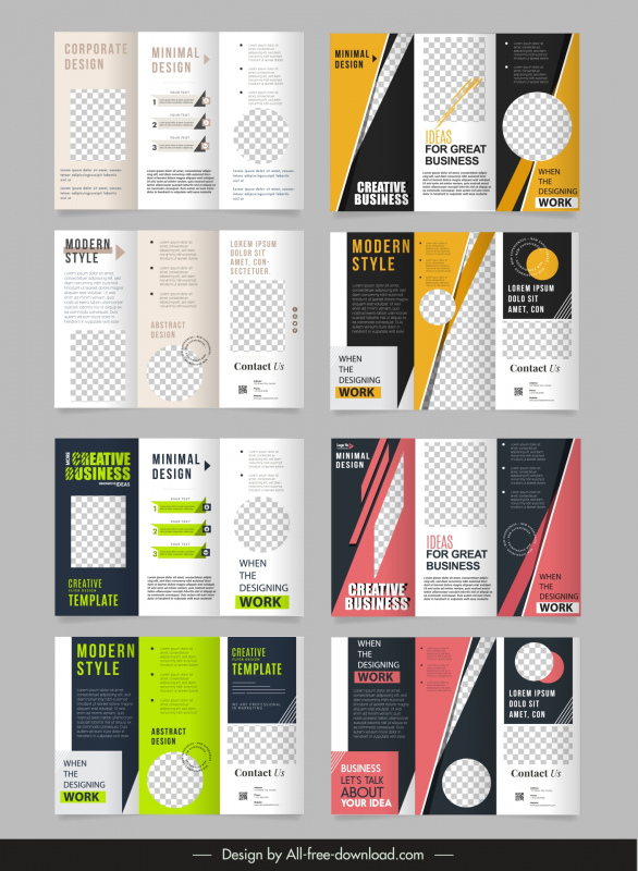business brochure templates collection modern geometric checkered trifold 