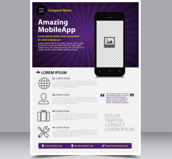 business brochure violet ray background mobile app icon 