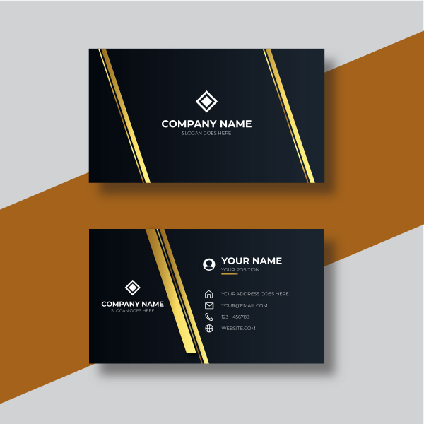 business card golden color design template