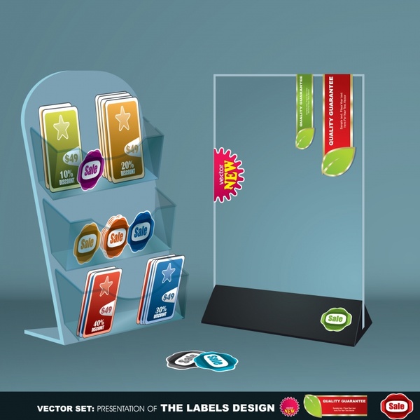 sales promotion design elements modern 3d glass tags