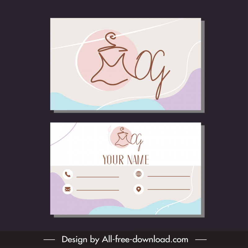 business card mog signature fashion template stylized text clothes hanger curves sketch