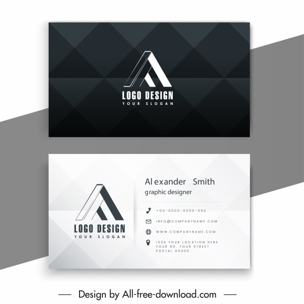business card template 3d letter logotype contrast decor