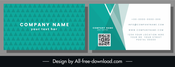 business card template abstract geometric green white decor 