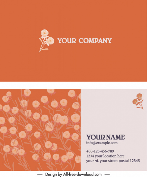 business card template botanical decor classic design