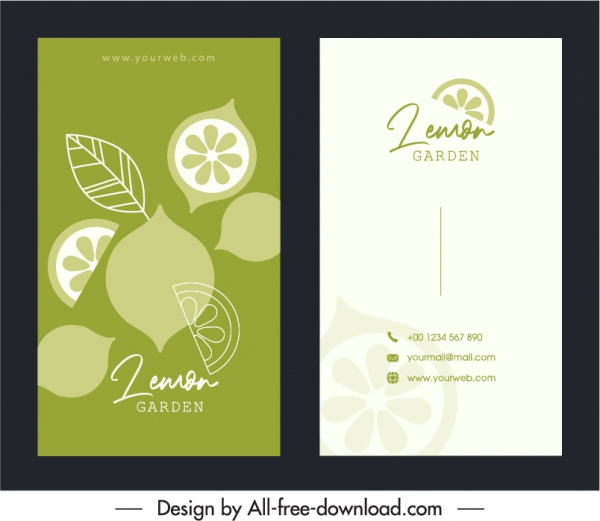 business card template bright flat classical lemon decor