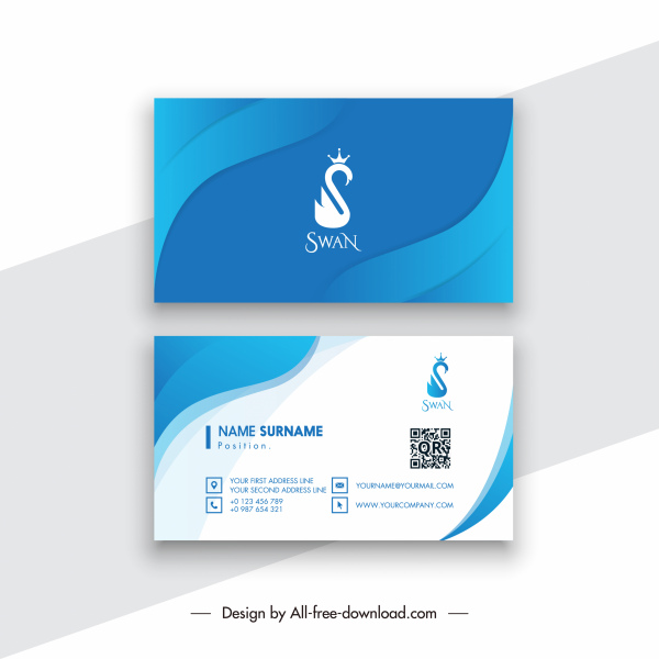 business card template bright modern elegant swan logotype