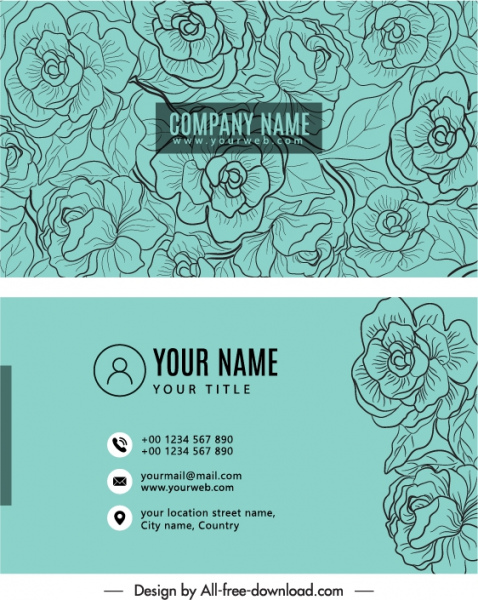 business card template classic elegant handdrawn botanical decor