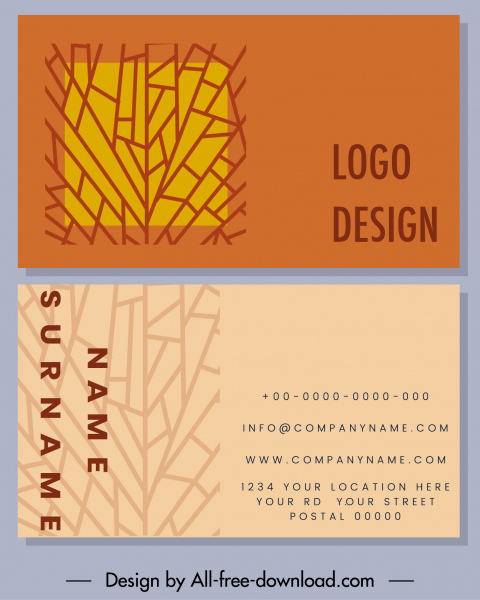 business card template colored abstract flat sketch