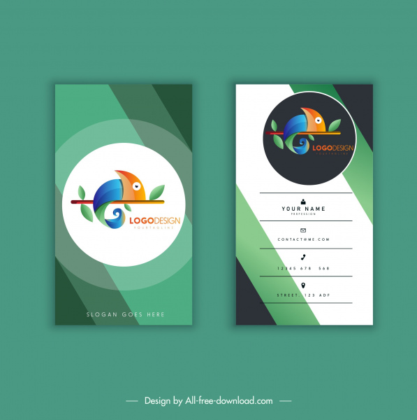 business card template colorful modern elegant gecko sketch