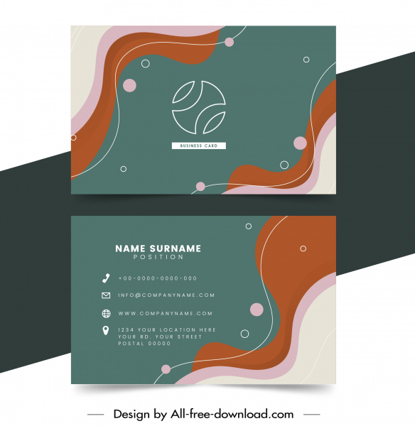 business card template dynamic colorful curves rounds decor