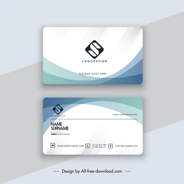 business card template elegant bright blurred curves decor