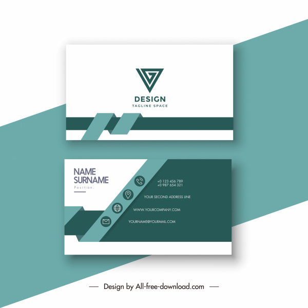 business card template elegant contrast 3d ribbon decor