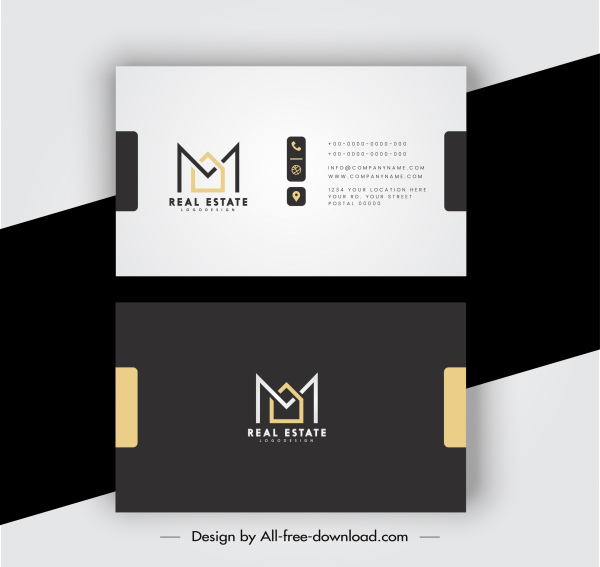 business card template elegant contrast plain decor