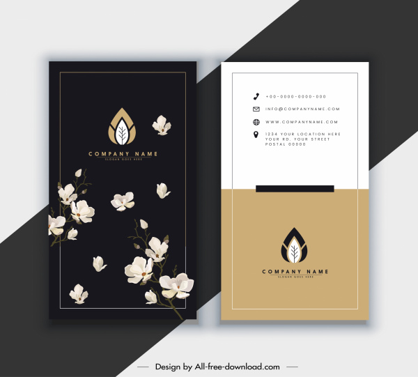 business card template elegant dark bright botany decor 