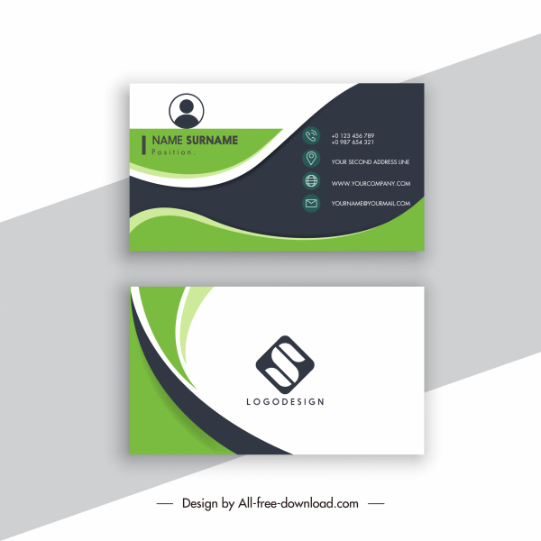 business card template elegant design curves decor