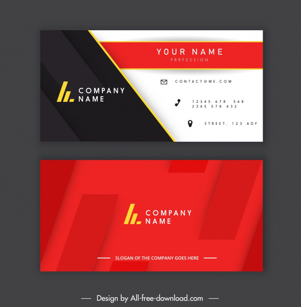 business card template elegant modern flat black red