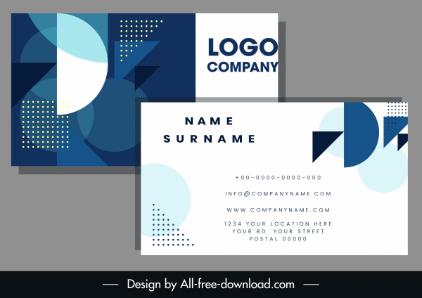 business card template flat blurred geometric shapes decor