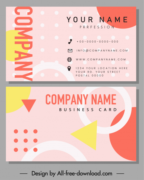 business card template flat colorful geometric decor