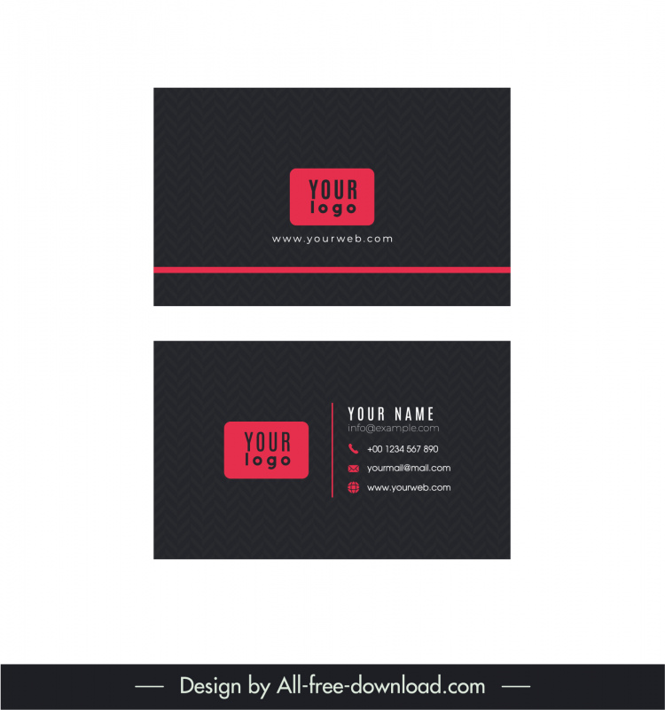 business card template flat elegant dark design