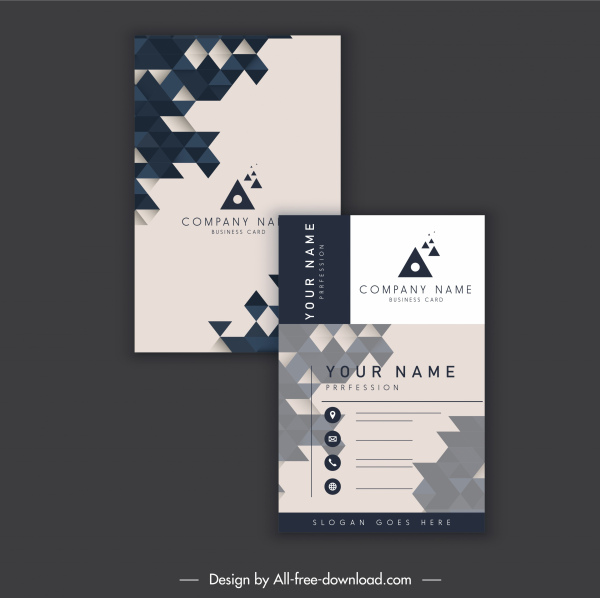 business card template geometric polygonal decor vertical design