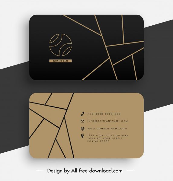 business card template luxury dark abstract flat lines