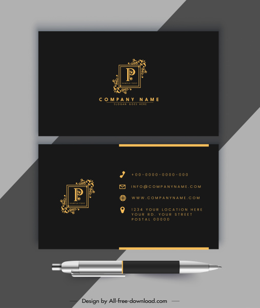 business card template luxury golden black royal design