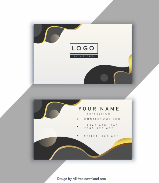 business card template modern bright abstract curves decor