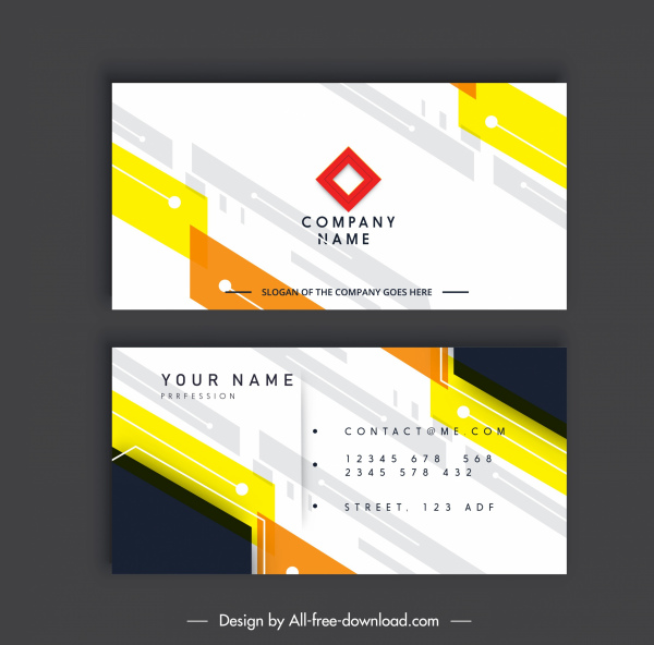 business card template modern bright abstract flat decor 