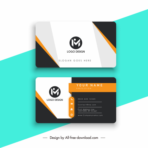 business card template modern flat contrast design