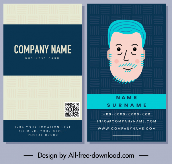 business card template old man sketch classic handdrawn