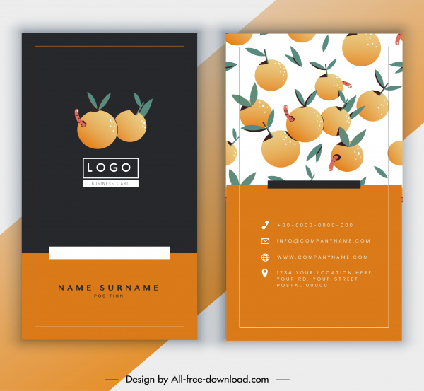 business card template orange fruits decor 