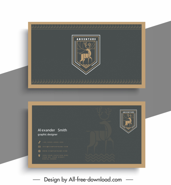 business card template reindeer logotype dark elegance