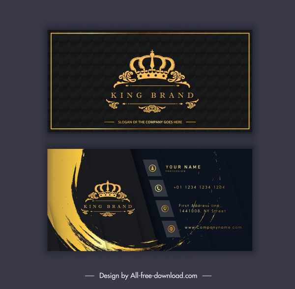 business card template royal crown elegant dark decor