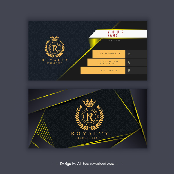 business card template royal theme luxury crown decor