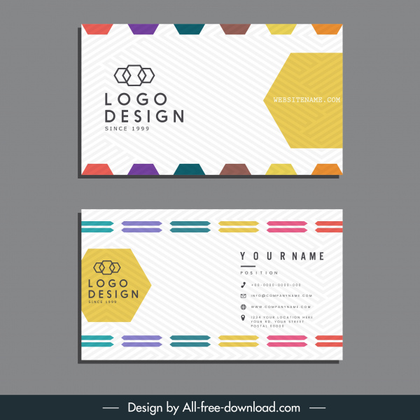 business card template technology geometric decor