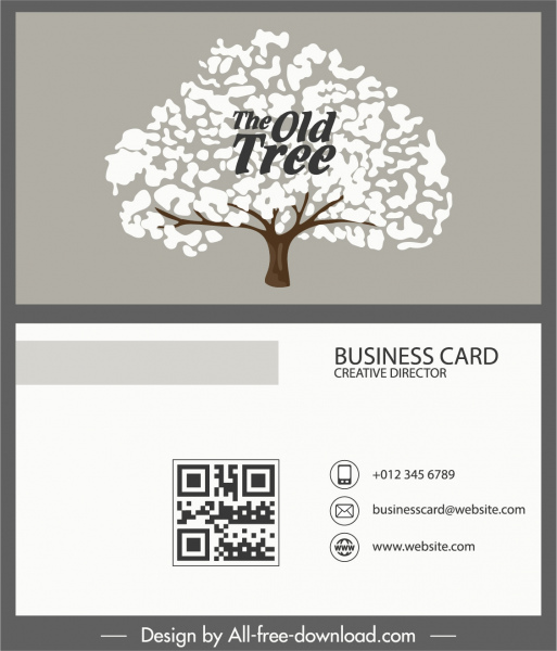 business card template tree sketch retro plain decor