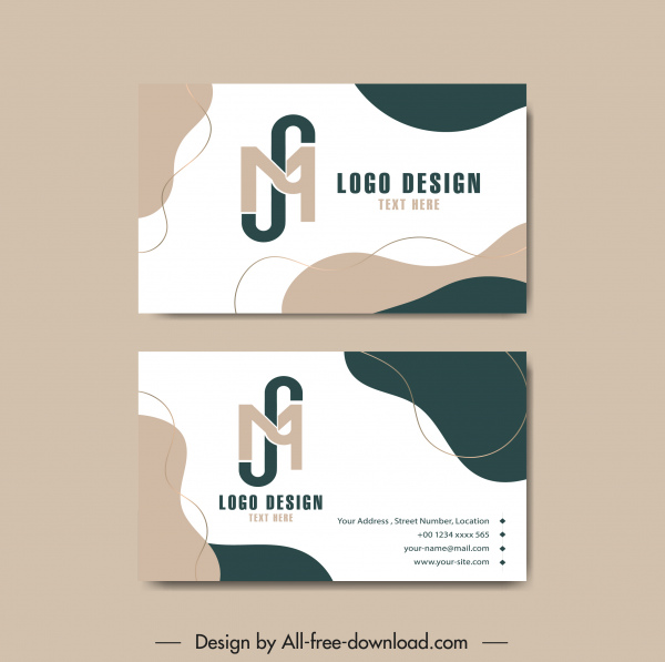 business card templates abstract curves decor text logotype