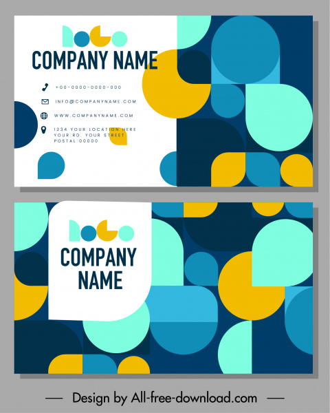 business card templates colorfull flat geometric decor