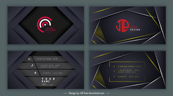 business card templates elegant black technology decor