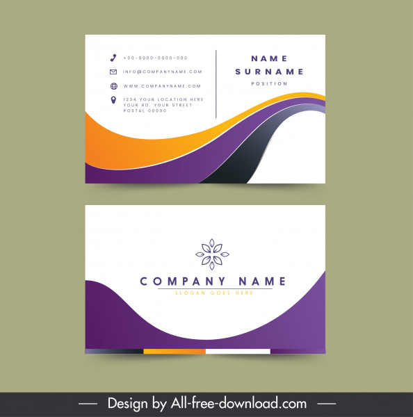 business card templates elegant bright design curves decor