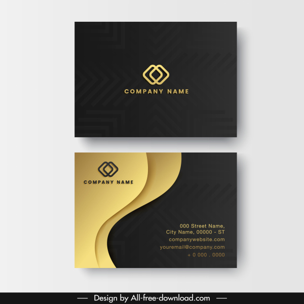 business card templates elegant dark design curves plain