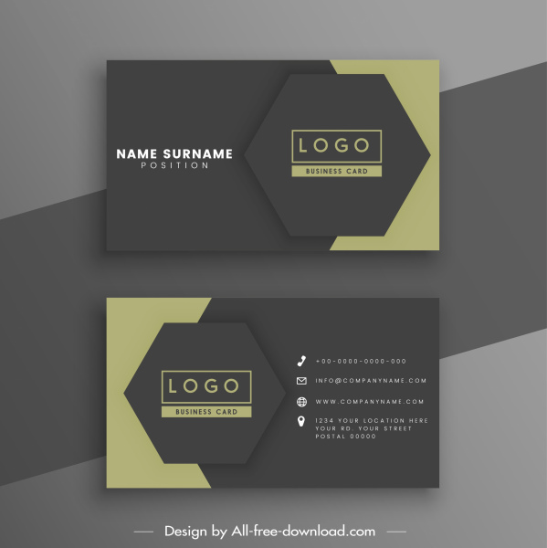 business card templates elegant dark design hexagonal decor