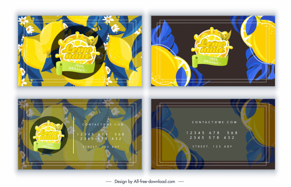 business card templates lemon theme colorful classic decor
