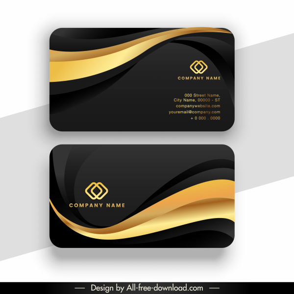 business card templates luxury dark black golden curves