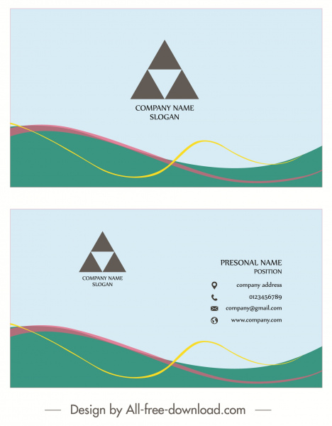 business card templates simple colored triangle curves decor